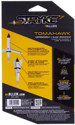 Allen Tomahawk Expandable 100gr 2" Cut Stainless Steel 3-Pack Broadhead — view 3