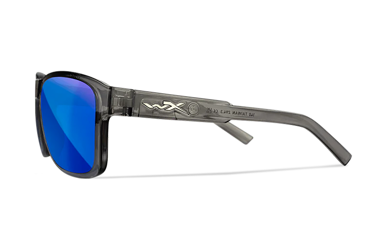Wiley X Trek M/L Blue Mirror Lens Polycarbonate Gloss Crystal Dark Gray Frame Safety Glasses — view 3