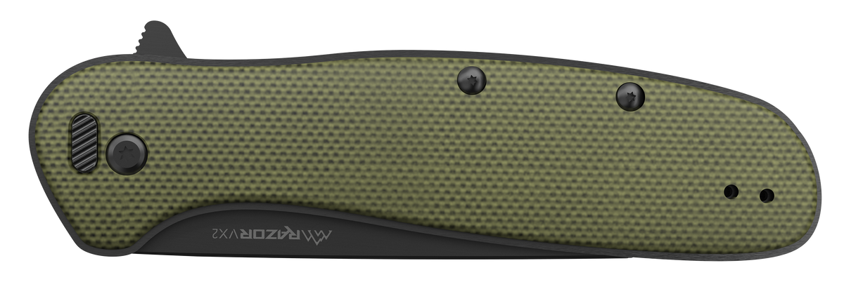 Outdoor Edge Razor VX2 3" Folding Plain 420J2 SS Green G10 Handle EDC Knife — view 3