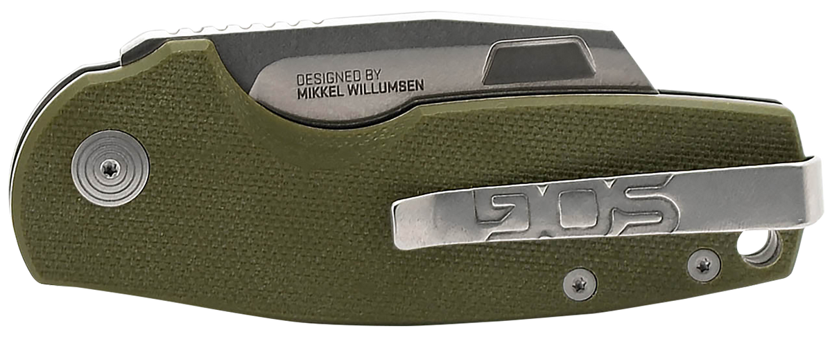 S.O.G Stout SJ 2.40" Folding Cleaver Plain Cryo D2 Steel OD Green G10 Handle — view 3