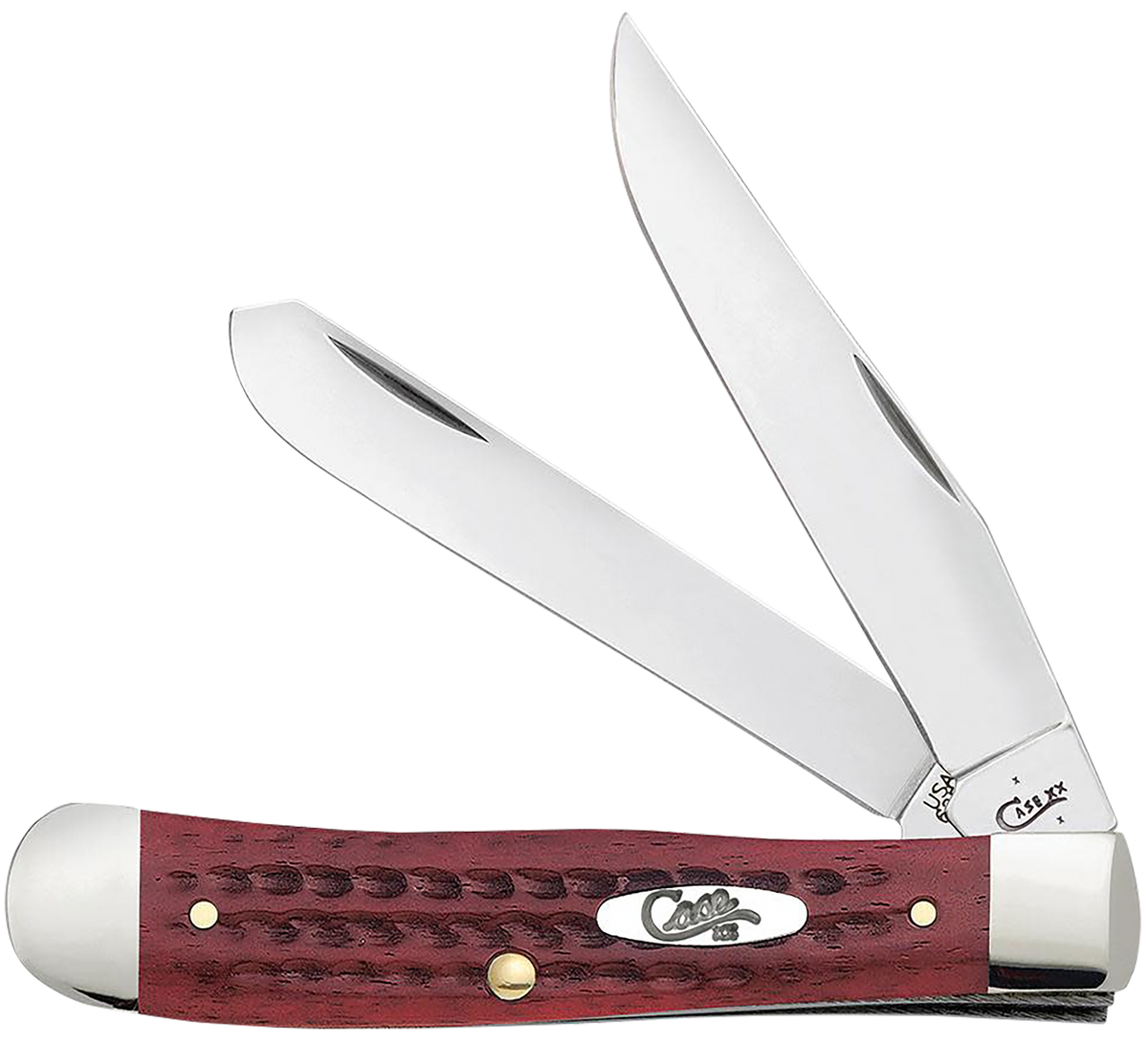 Case 00783 Trapper Medium 3.25"/3.27" Folding Clip Point/Spey Plain Mirror Polished Tru-Sharp SS Corn Cob Jigged Old Red Bone — view 3