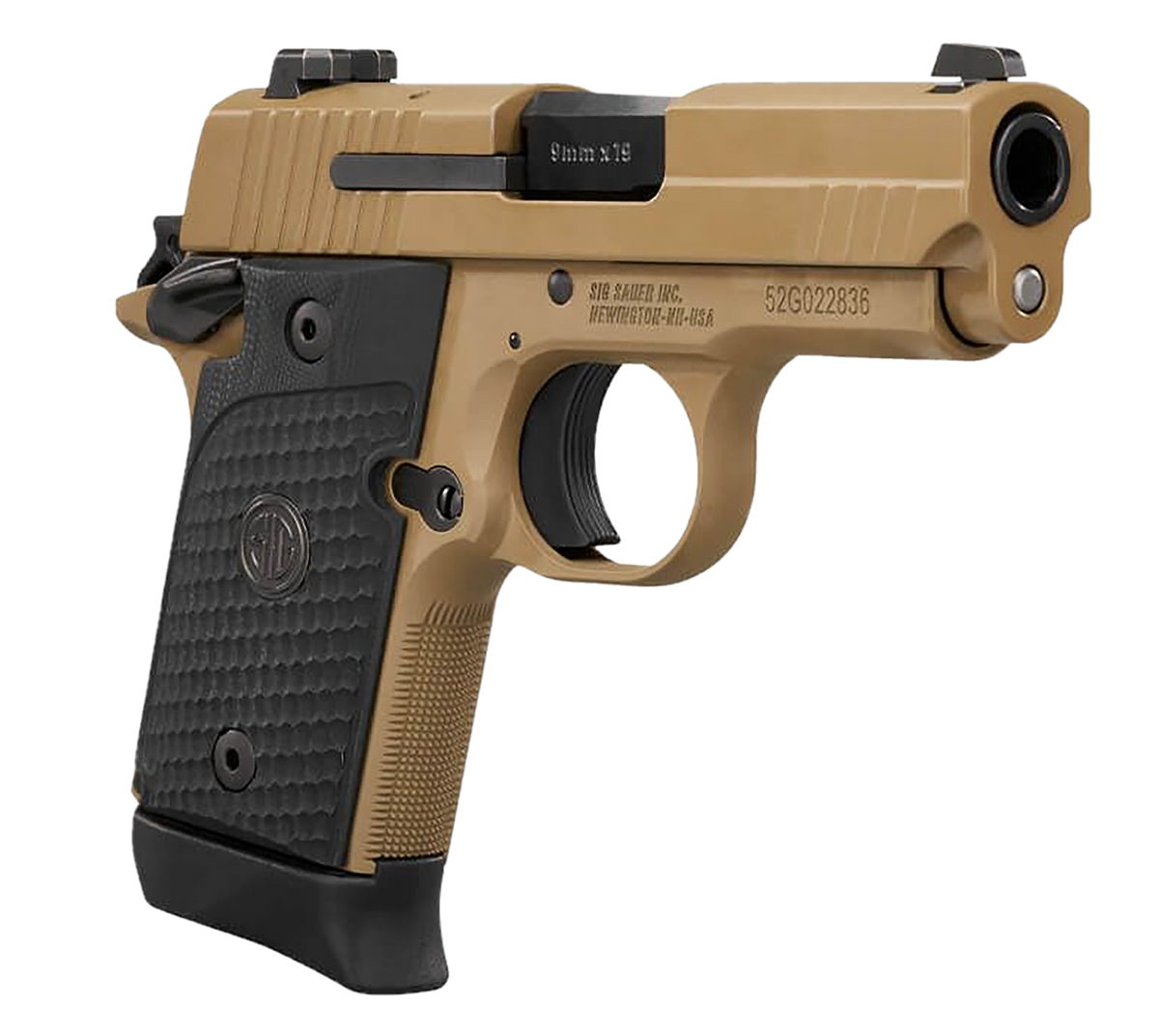 Sig Sauer P938 Emperor Scorpion 9mm Luger 3 in 7+1 SAO Pistol - FDE PVD - Hogue G10 Grips — view 3