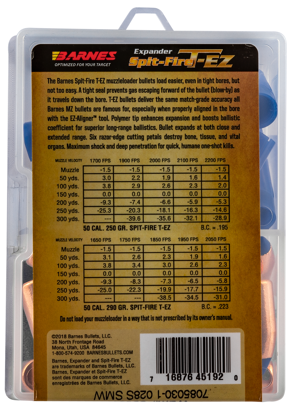 Barnes Bullets Spit-Fire T-EZ Muzzleloader 50 Cal 290gr 24/Box — view 3