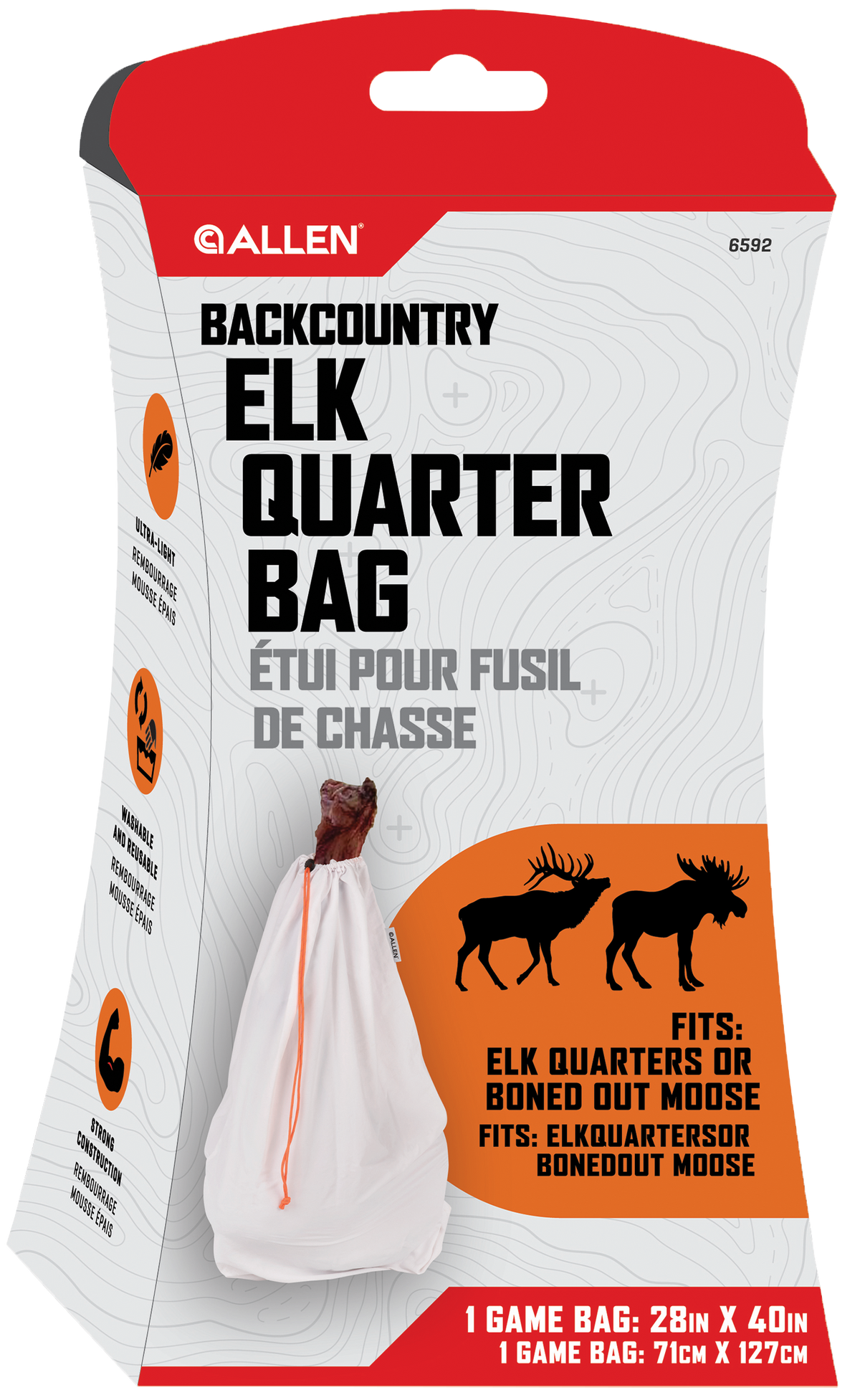 Allen 6592 BackCountry Elk Quarter Game Bag 25x40" White Polyester — view 3