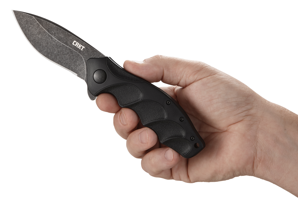 Columbia River CRKT Foresight 3.53" Folding Assisted Plain Black Stonewashed 4116 SS Black GRN Handle — view 3