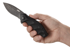 Columbia River CRKT Foresight 3.53" Folding Assisted Plain Black Stonewashed 4116 SS Black GRN Handle — view 3