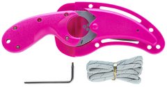 Columbia River Bear Claw 2.39" Fixed Hawkbill Serrated Powder Coated AUS-8A Pink Textured GRN — view 3