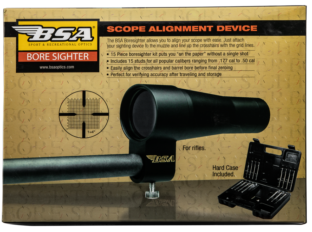 BSA BS30 Bore Sight Kit Pistol/Rifle Multi-Caliber .177-.50 15 Arbors Hard Case — view 3