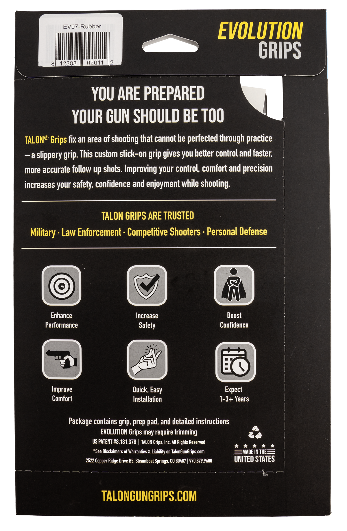 Talon Grips EV07R Adhesive Grip Textured Black Rubber - Sig P250/P320 Compact — view 3