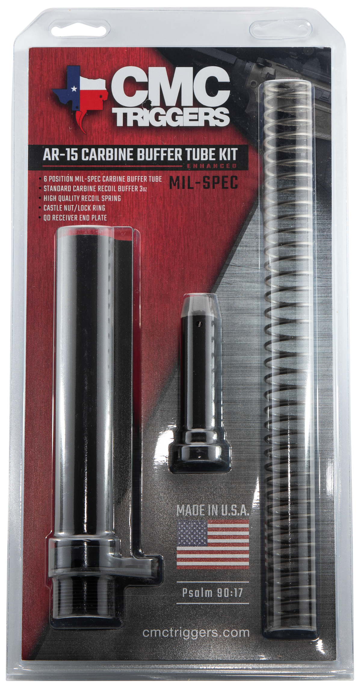 CMC Triggers 81626 Carbine Buffer Tube Kit Mil-Spec 6 Position AR-15 Black Anodized — view 3