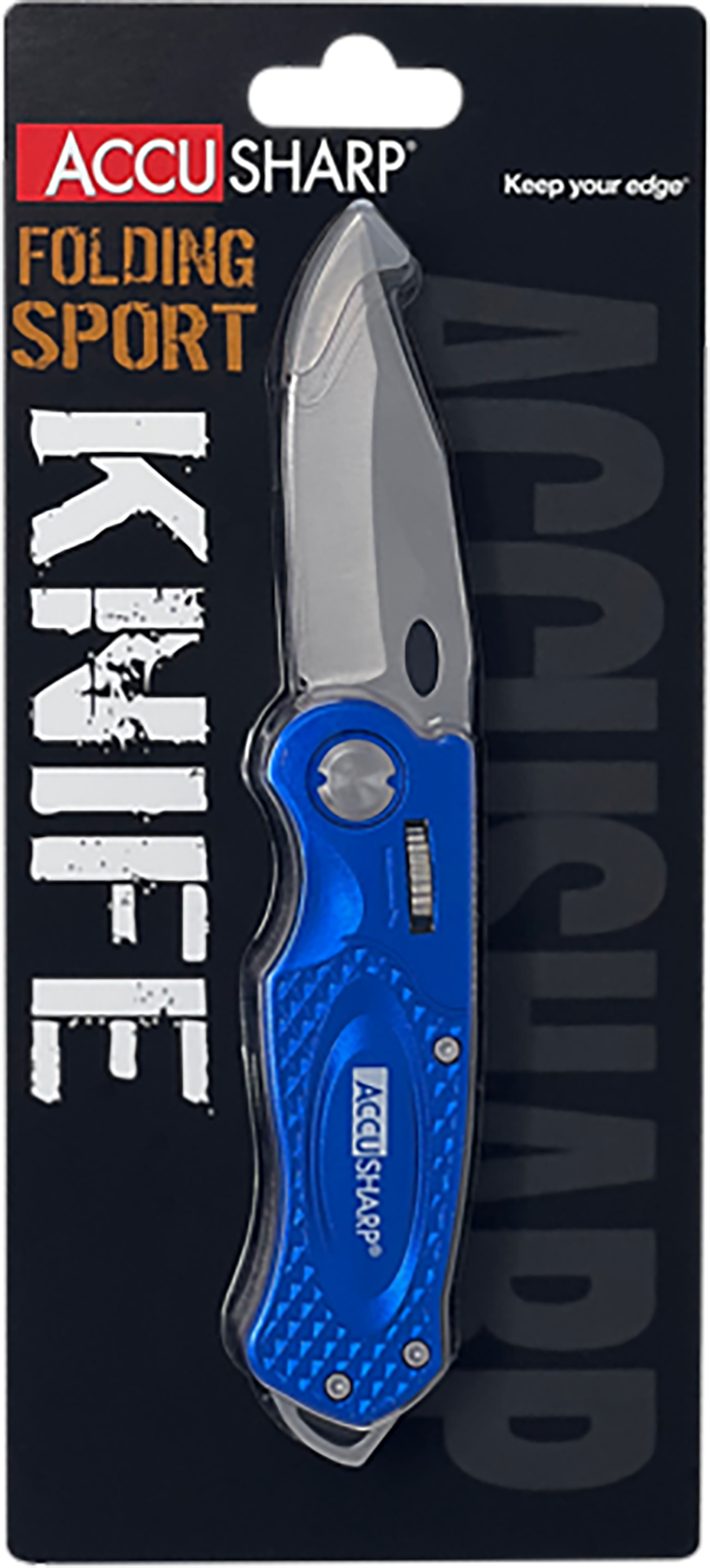 Accusharp Sport 701C 3" Folding Plain Stainless Steel Blue Aluminum Handle — view 3