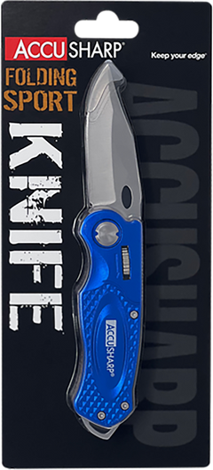 Accusharp Sport 701C 3" Folding Plain Stainless Steel Blue Aluminum Handle — view 3
