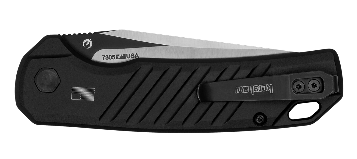 Kershaw Launch 23 3.30" Folding Trailing Point Plain Black Cerakote/Satin CPM-154 Aluminum Handle Automatic — view 3