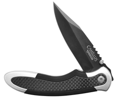 Camillus Chameleon 3.5" Folding Drop Point AUS-8A Carbonitride Titanium Plain Edge Knife - Black Carbon Fiber/Aluminum Handle — view 3