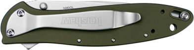 Kershaw Leek 3" Folding Drop Point Plain 14C28N SS Knife - OD Green Aluminum — view 3