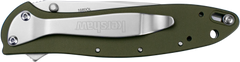 Kershaw Leek 3" Folding Drop Point Plain 14C28N SS Knife - OD Green Aluminum — view 3