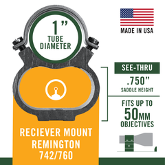 Weaver Mounts 49715 See-Thru Scope Mount/Ring Combo 1" Matte Black Remington 760/742 Aluminum — view 3