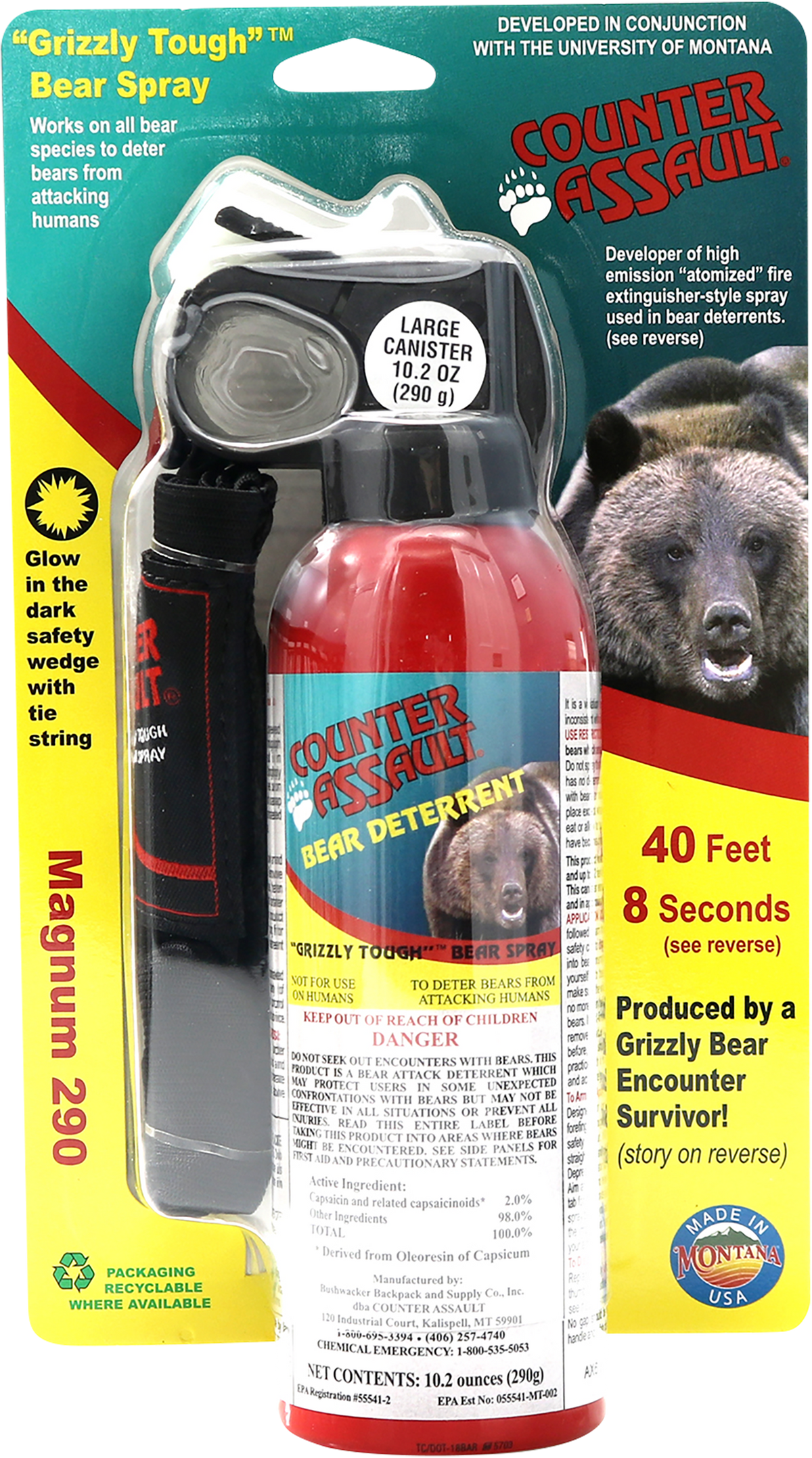 Counter Assault Bear Spray 10.2 oz Capsaicin 32 ft / 7-Second Range w/ Holster — view 3