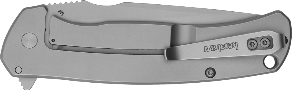 Kershaw 1416 Scour 3.3" Folding Drop Point Plain 8Cr13MoV - Bead Blasted Stainless Steel — view 3