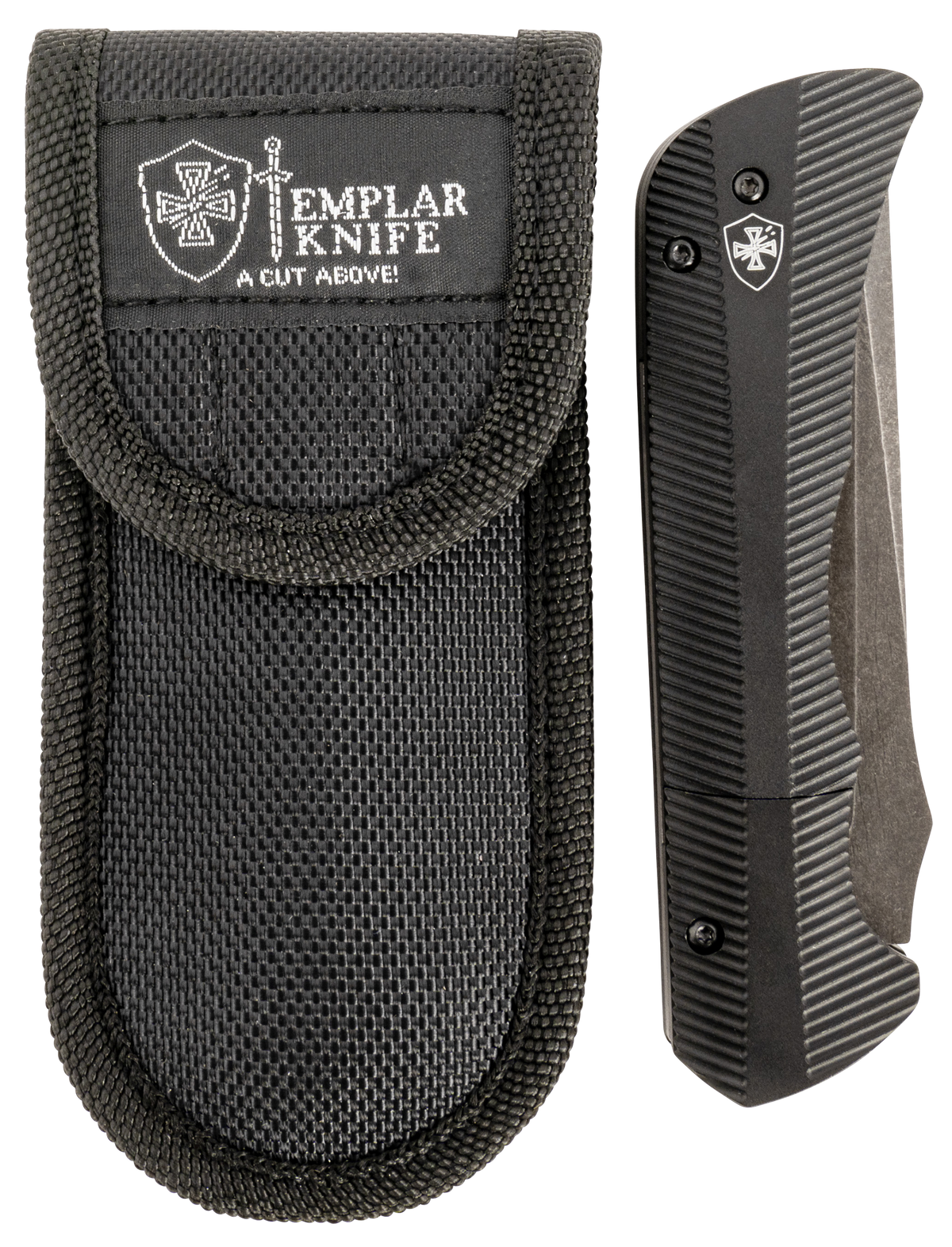 Templar Knife Auto Assist 3.50" Folding Tanto Part Serrated D2 Steel Black Oxide Stonewashed Powder Coated Blade 4.25" Aged Aluminum Handle — view 3