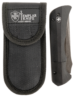 Templar Knife Auto Assist 3.50" Folding Tanto Part Serrated D2 Steel Black Oxide Stonewashed Powder Coated Blade 4.25" Aged Aluminum Handle — view 3