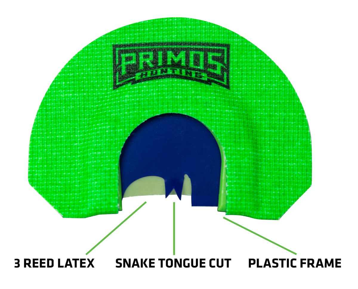 Primos PS1266 The Blair Diaphragm Turkey Mouth Call 3 Latex Reeds Green - Snake Tongue Cut — view 3