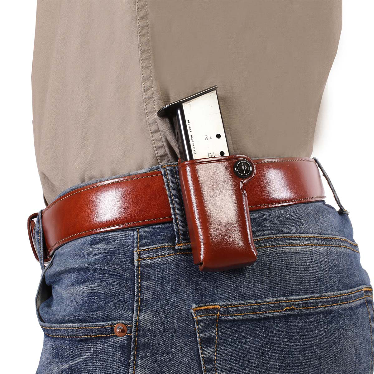 Galco SMC26 Single Mag Case Tan Leather Belt Loop 1.75" Wide - Fits Taurus PT945 — view 3