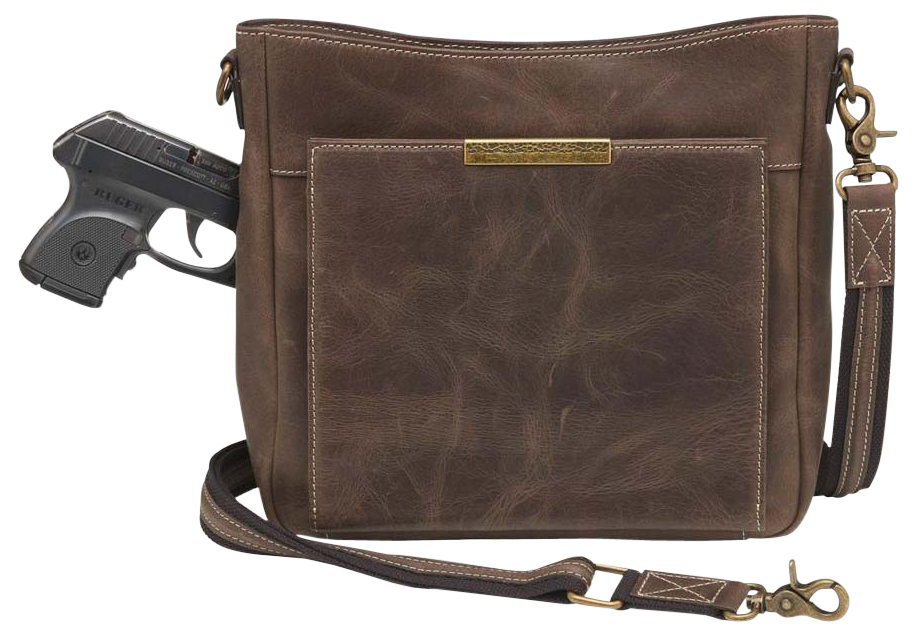 GTM GTM-CZY/98 Slim Crossbody Brown Leather Concealment Purse — view 3