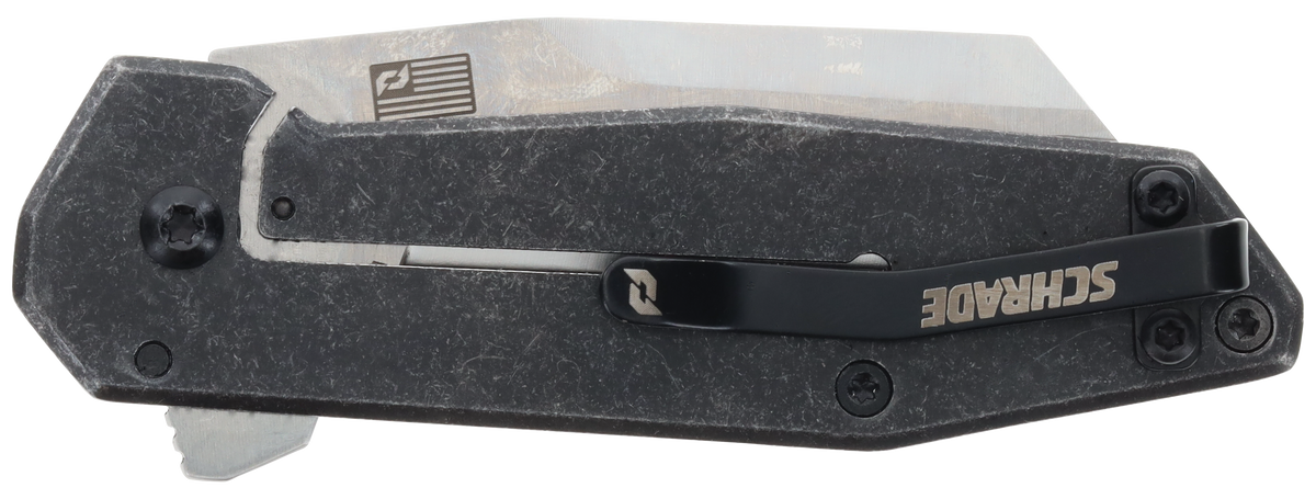 Schrade Slyte 3" Folding Plain D2 Satin Blade Dark Stonewash Stainless Steel Handle — view 3