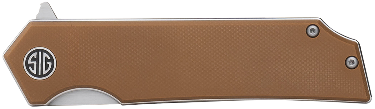 Eikonic Knife Company Tsuru 3.30" Folding Tanto Plain Satin 154CM SS Coyote Brown G10 Handle — view 3