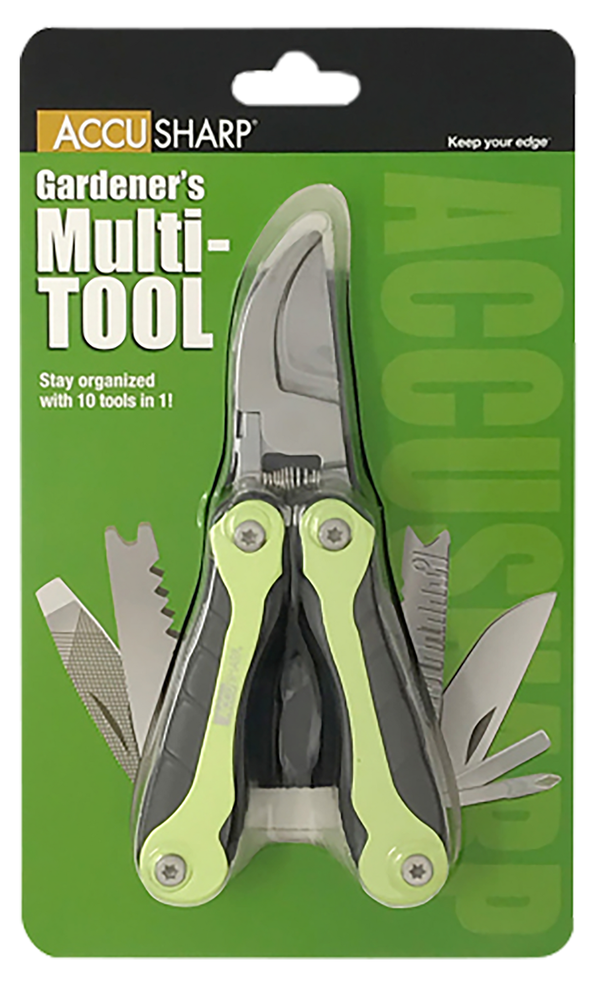 Accusharp 084C Gardener's Multi-Tool Black/Green Folding Plain Blade — view 3