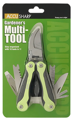 Accusharp 084C Gardener's Multi-Tool Black/Green Folding Plain Blade — view 3
