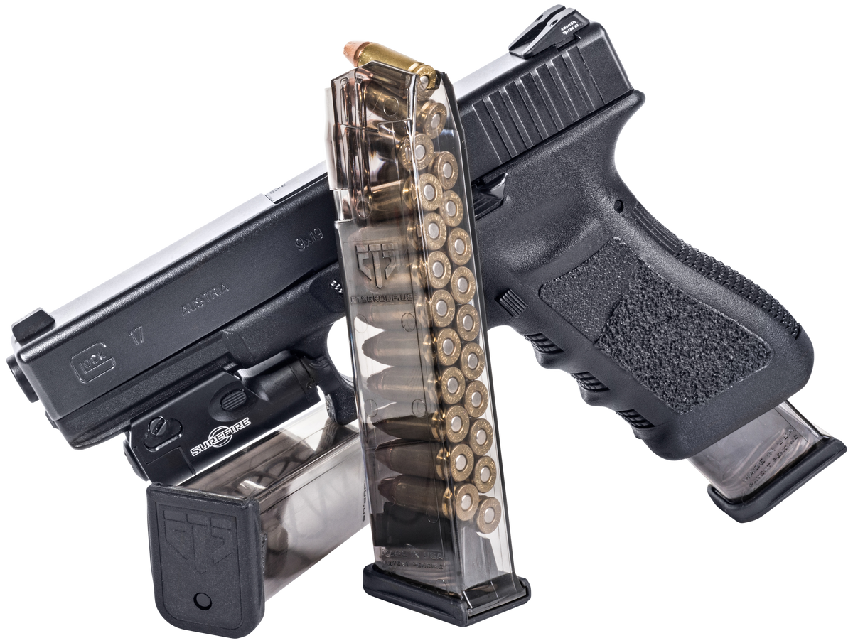 ETS Group SMKGLK922 9mm Luger 22rd Extended Pistol Magazine for Glock 17 - Smoke Polymer — view 3