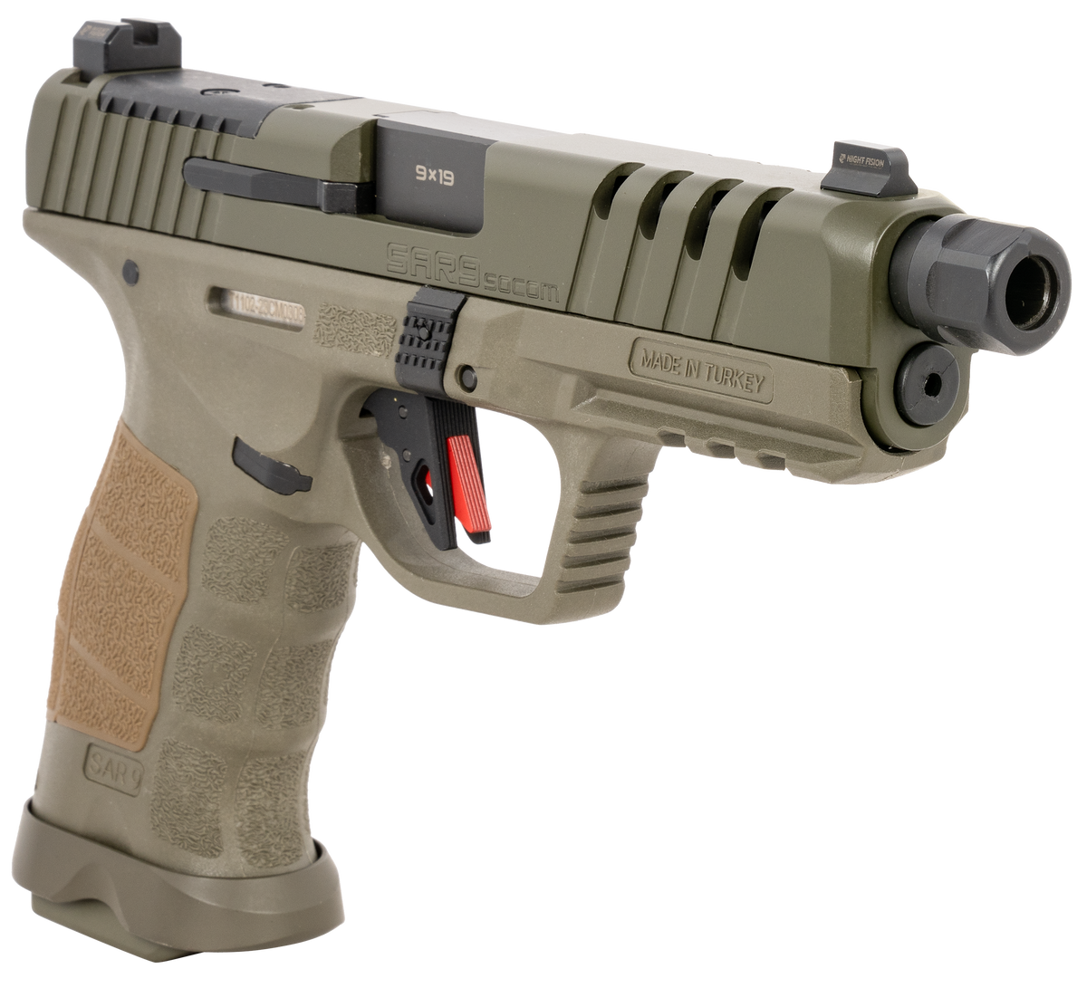 SAR USA SAR9 SOCOM 9mm Luger 5.2" 17+1 Semi-Auto Pistol - OD Green — view 3