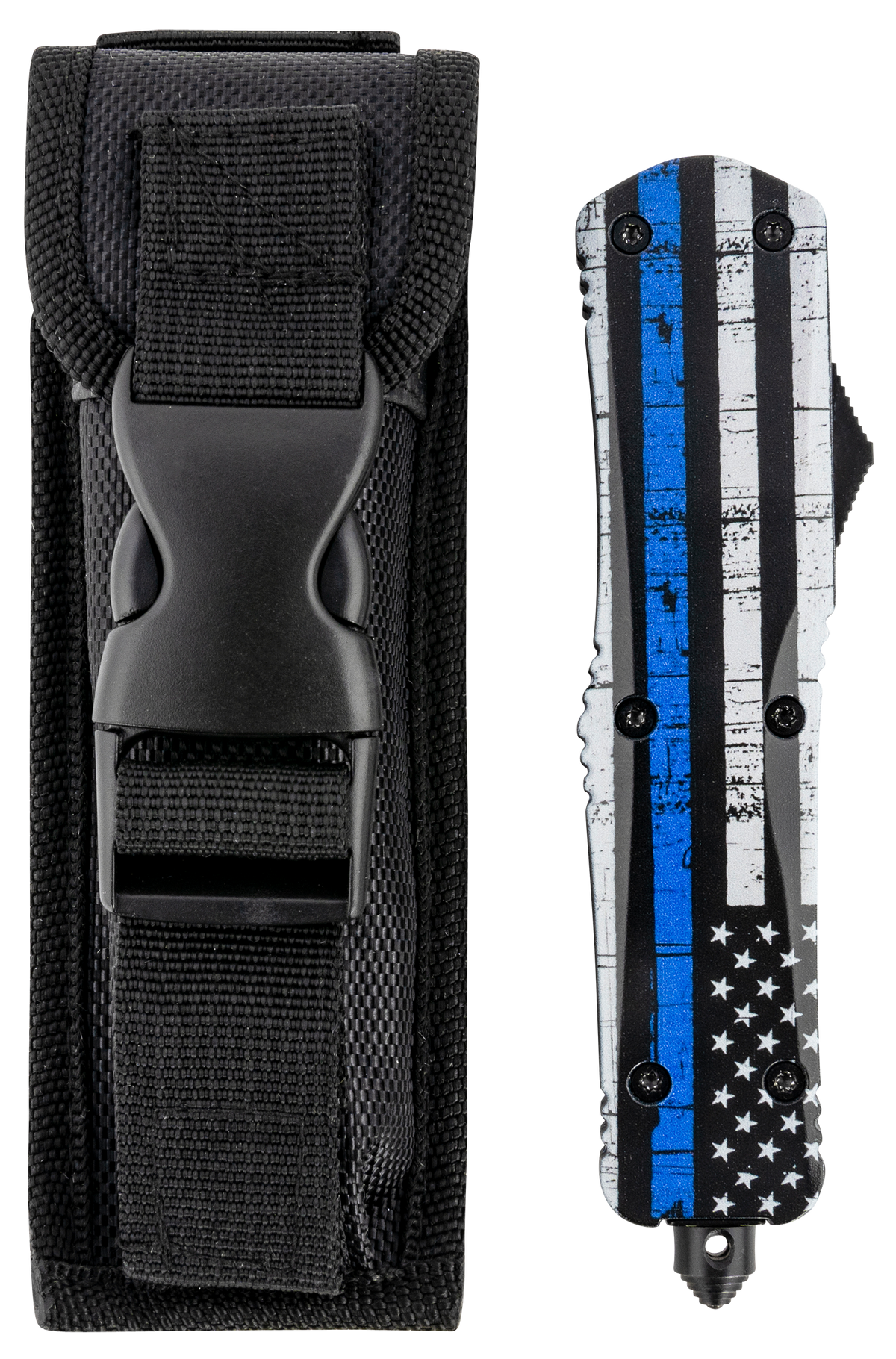 Templar Knife Gen II Back The Blue Large 3.5" OTF Tanto Plain 440C Black Oxide Stonewashed Aluminum Handle — view 3