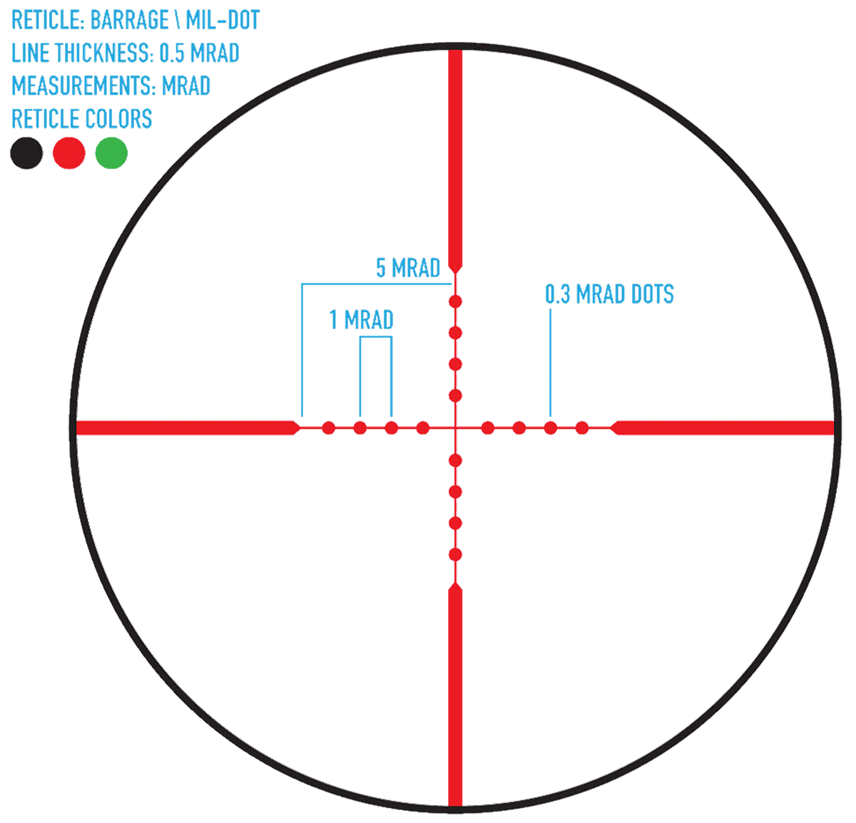 Firefield Barrage 2.5-10x40mm Illuminated Red/Green Mil-Dot Reticle Riflescope - Matte Black — view 3