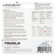 TruGlo TG947CGM Long Bead Shotgun Fiber Optic Sight 2.6mm Green - Beretta/Benelli/Stoeger — view 3