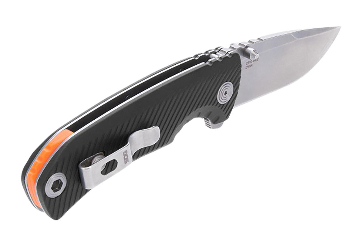 S.O.G Tellus ATK 3.50" Folding Clip Point Plain Cryo 440C SS Stonewashed Black GRN Handle — view 3