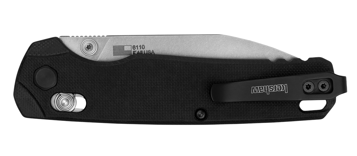 Kershaw Bel Air XL 3.4" Folding Reverse Tanto Plain Stonewashed CPM MagnaCut - Black G10 — view 3
