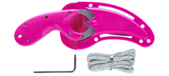 Columbia River Bear Claw 2.39" Fixed Hawkbill Serrated AUS-8 Satin Pink GRN Handle — view 3