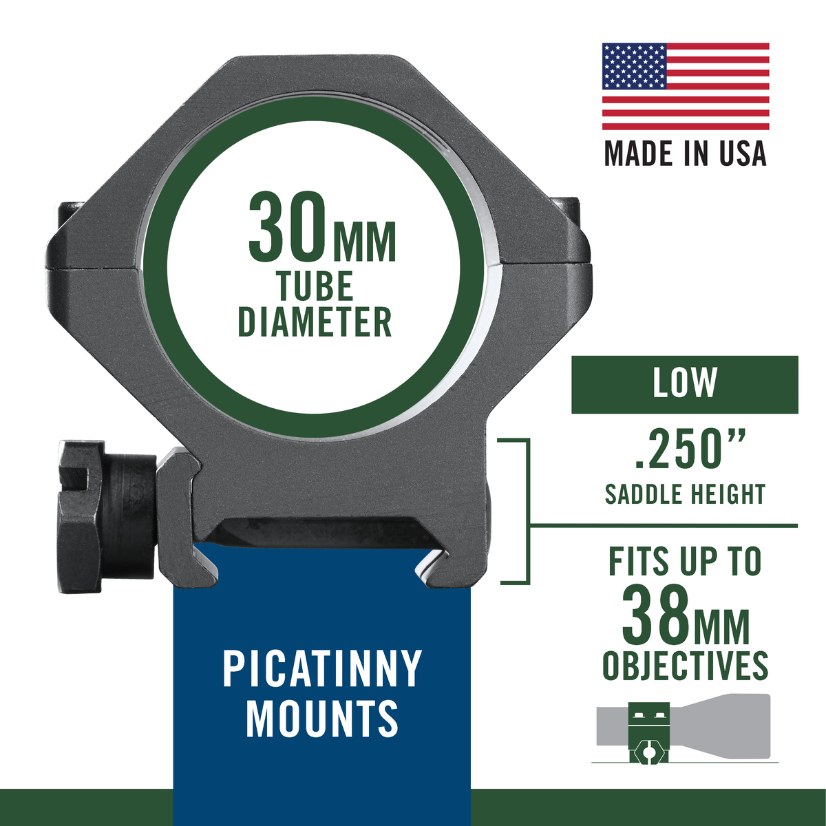 Weaver Mounts 99692 Six-Hole Picatinny Rings 30mm Low Matte Black Aluminum — view 3