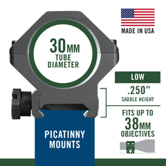 Weaver Mounts 99692 Six-Hole Picatinny Rings 30mm Low Matte Black Aluminum — view 3
