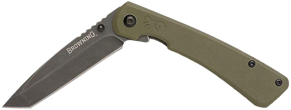 Browning Branded Rock EDC 3" Folding Tanto 7Cr17MoV OD Green G10 — view 3