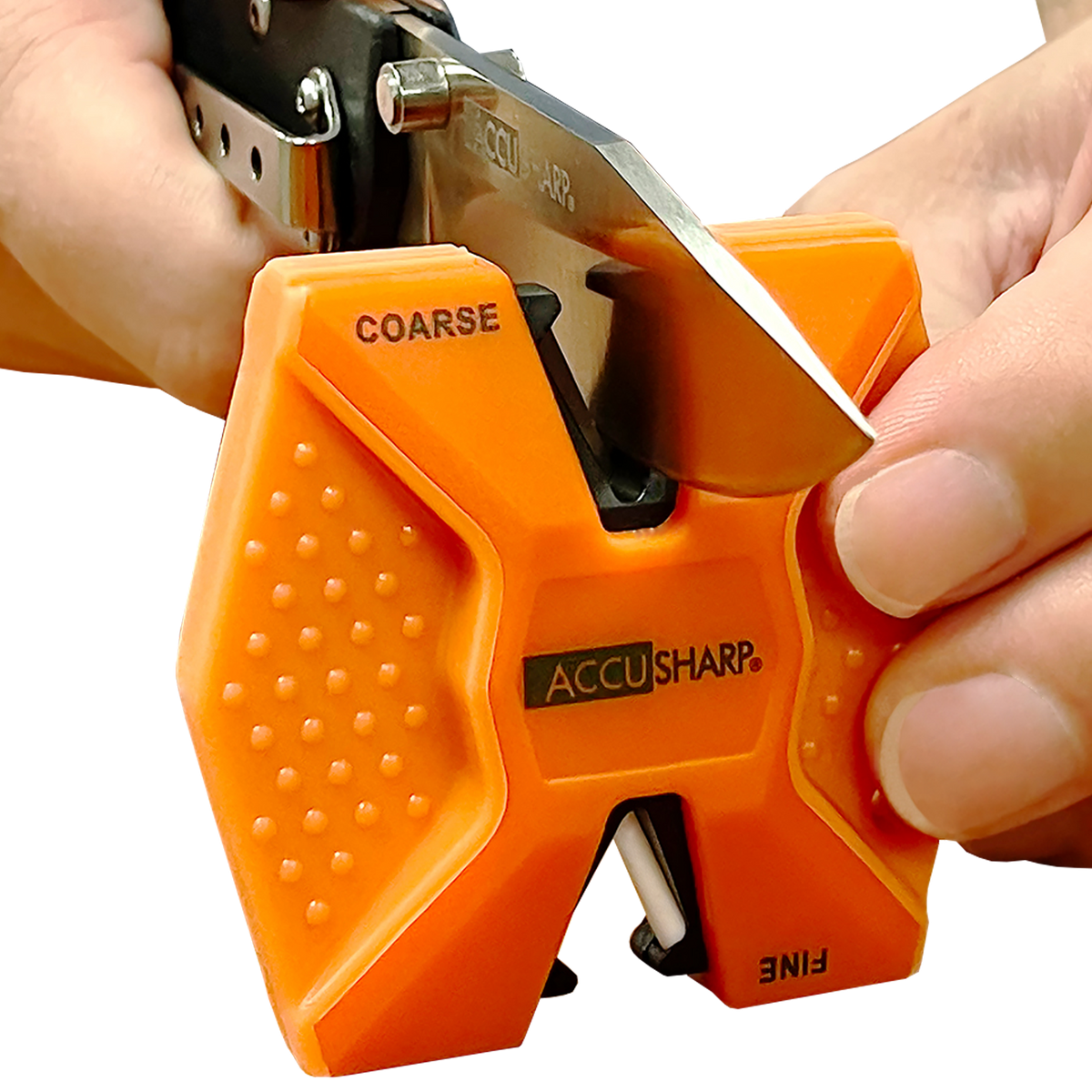 Accusharp 344C 2-Step Hand Held Knife Sharpener Diamond Tungsten Carbide Coarse/Fine Blaze Orange — view 3