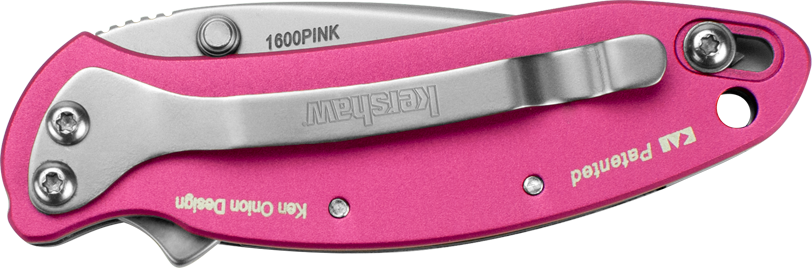 Kershaw Chive 1600PINK 1.9" 420HC Folding Drop Point Plain Pink — view 3