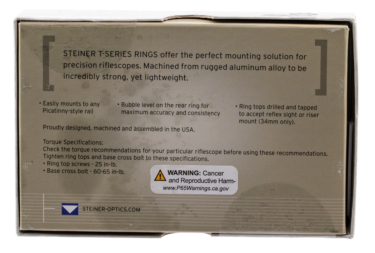 Steiner 5960 T-Series 30mm Tube Low .885" Matte Black Aluminum Scope Ring Set — view 3