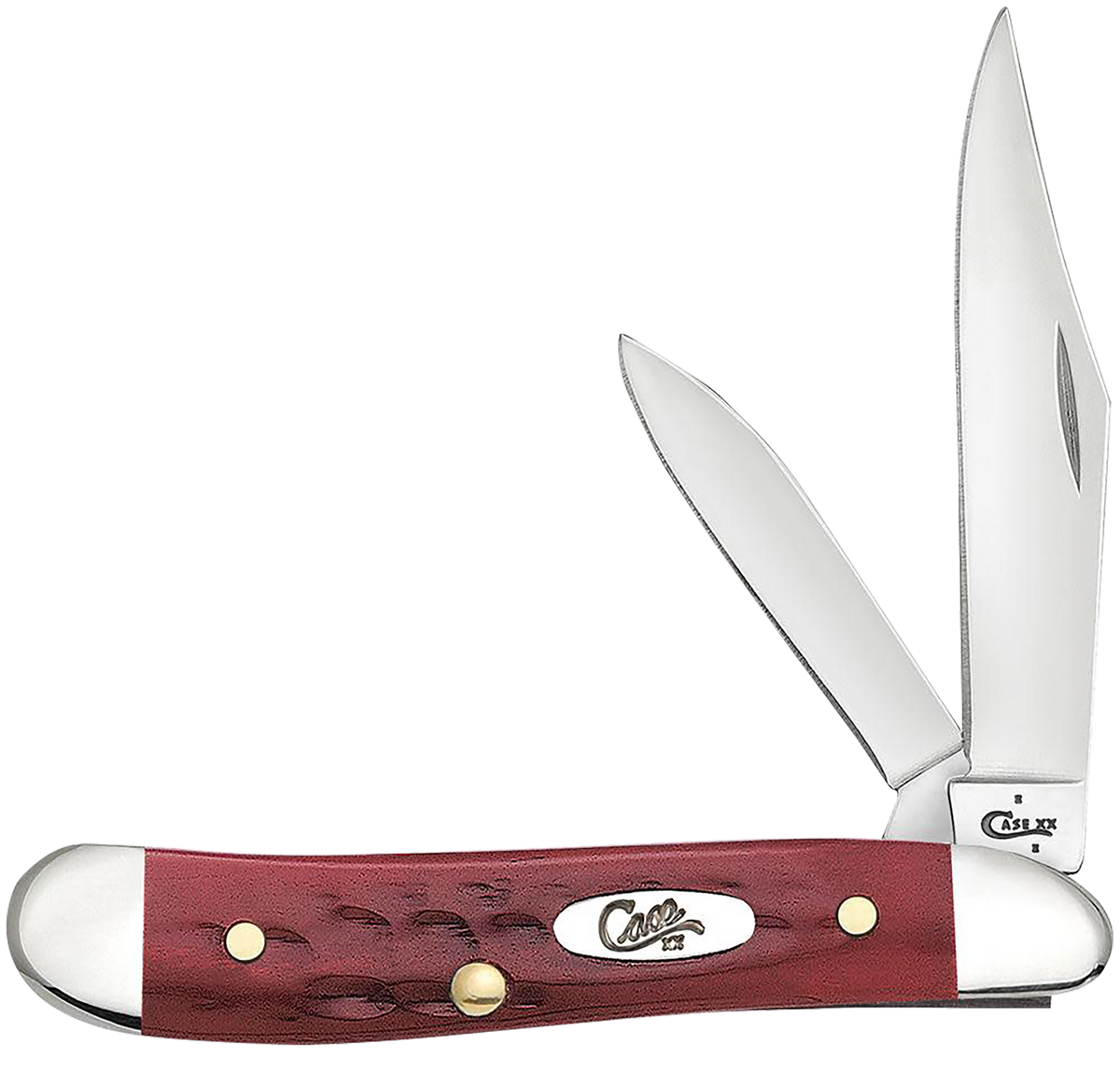 Case Peanut 2.10"/1.53" Folding Clip Point/Pen Plain Edge Tru-Sharp SS Corn Cob Jigged Old Red Bone Handle — view 3