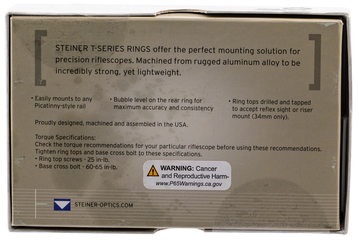 Steiner T-Series Scope Ring Set 34mm Tube High 1.25" Matte Black Aluminum Picatinny — view 3