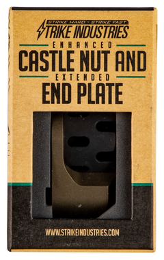 Strike Industries AR Enhanced Castle Nut and Extended End Plate Flat Dark Earth Anodized Steel — view 3