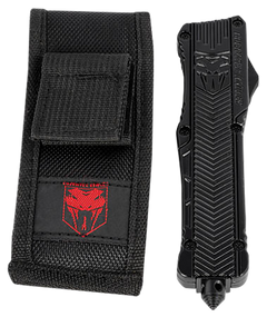 CobraTec CTK-1 Large 3.75" OTF Drop Point Part Serrated D2 Steel Black Aluminum Handle — view 3